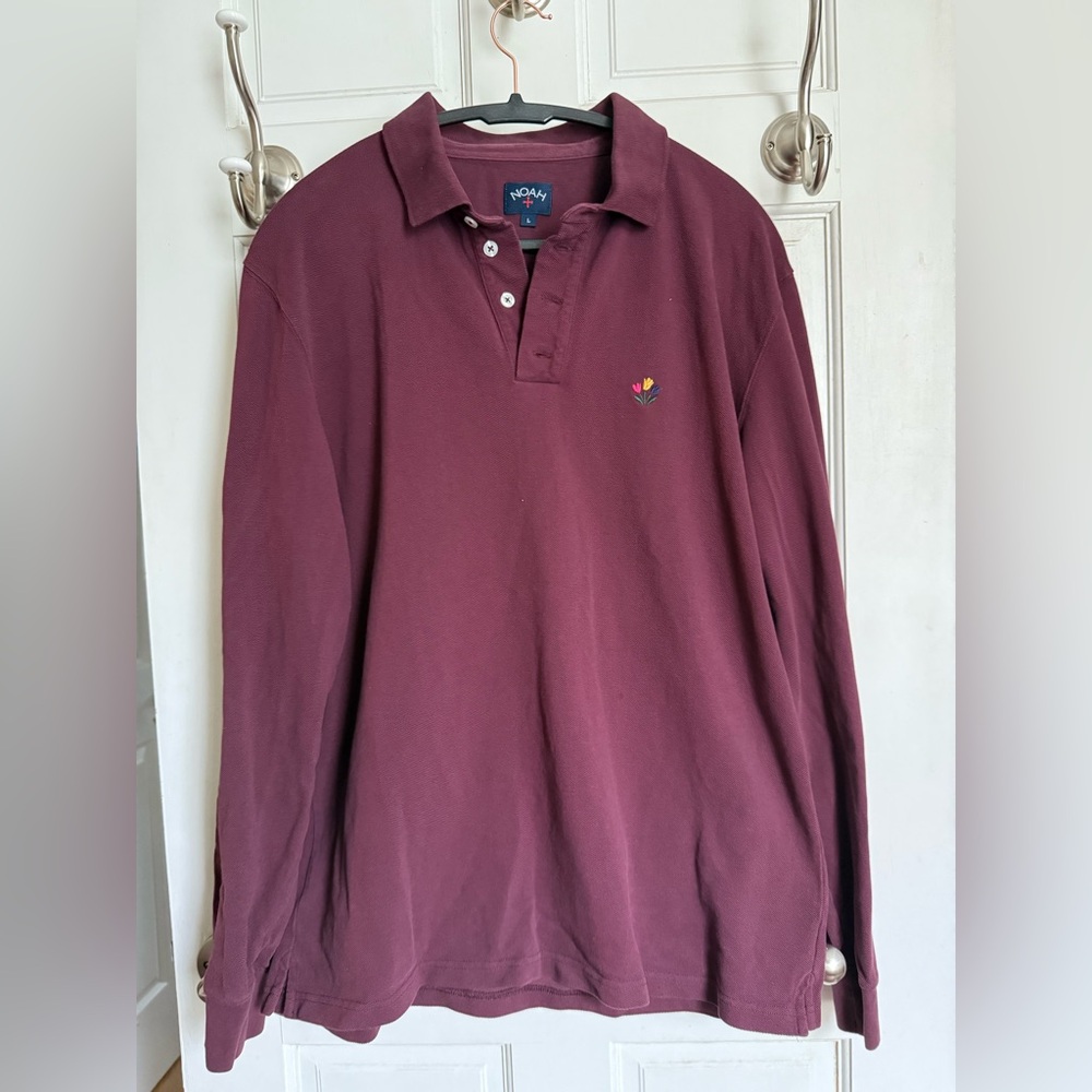 Noah NYC long sleeve pique polo